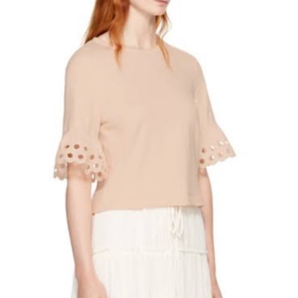 NWT See by Chloe Eyelet Sleeve Peach Top Size S $210